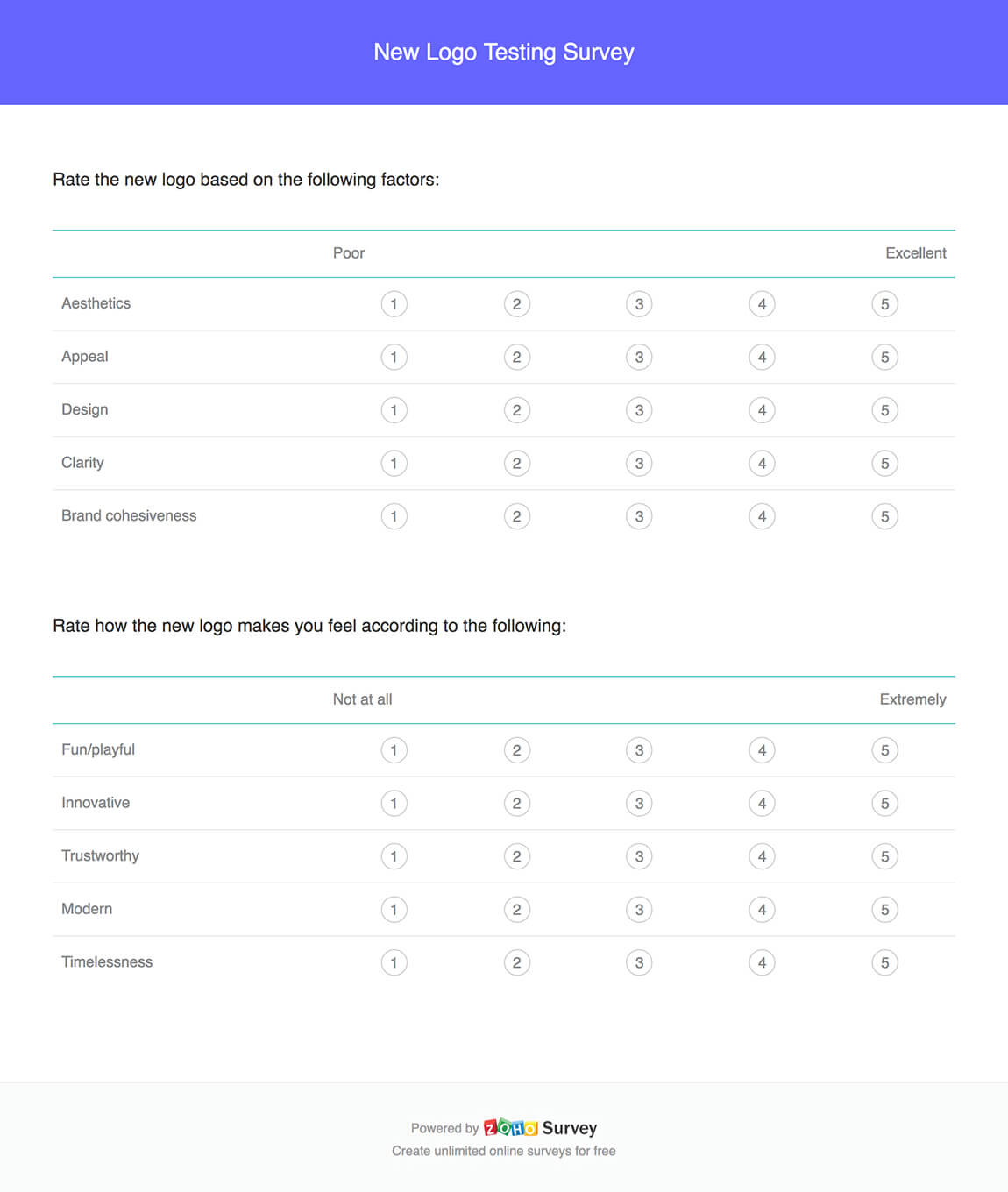 New logo testing survey questionnaire template