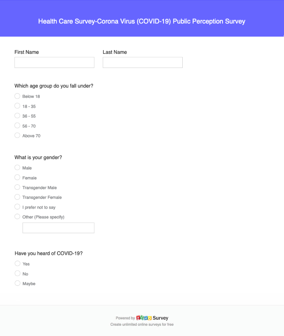 Corona Virus (COVID-19) Public Perception Survey