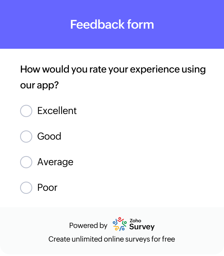 App feedback form