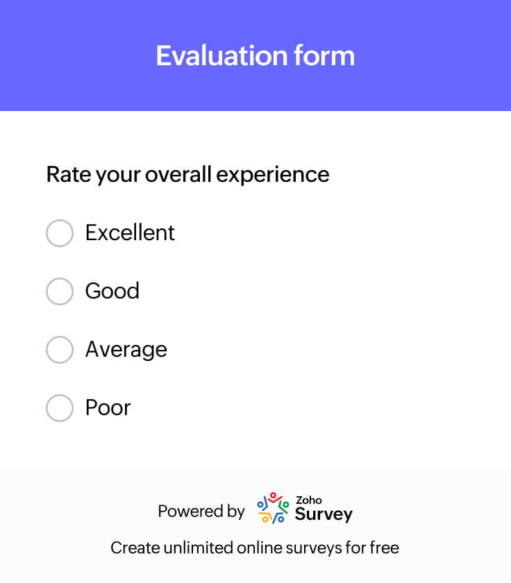 Restaurant evaluation form