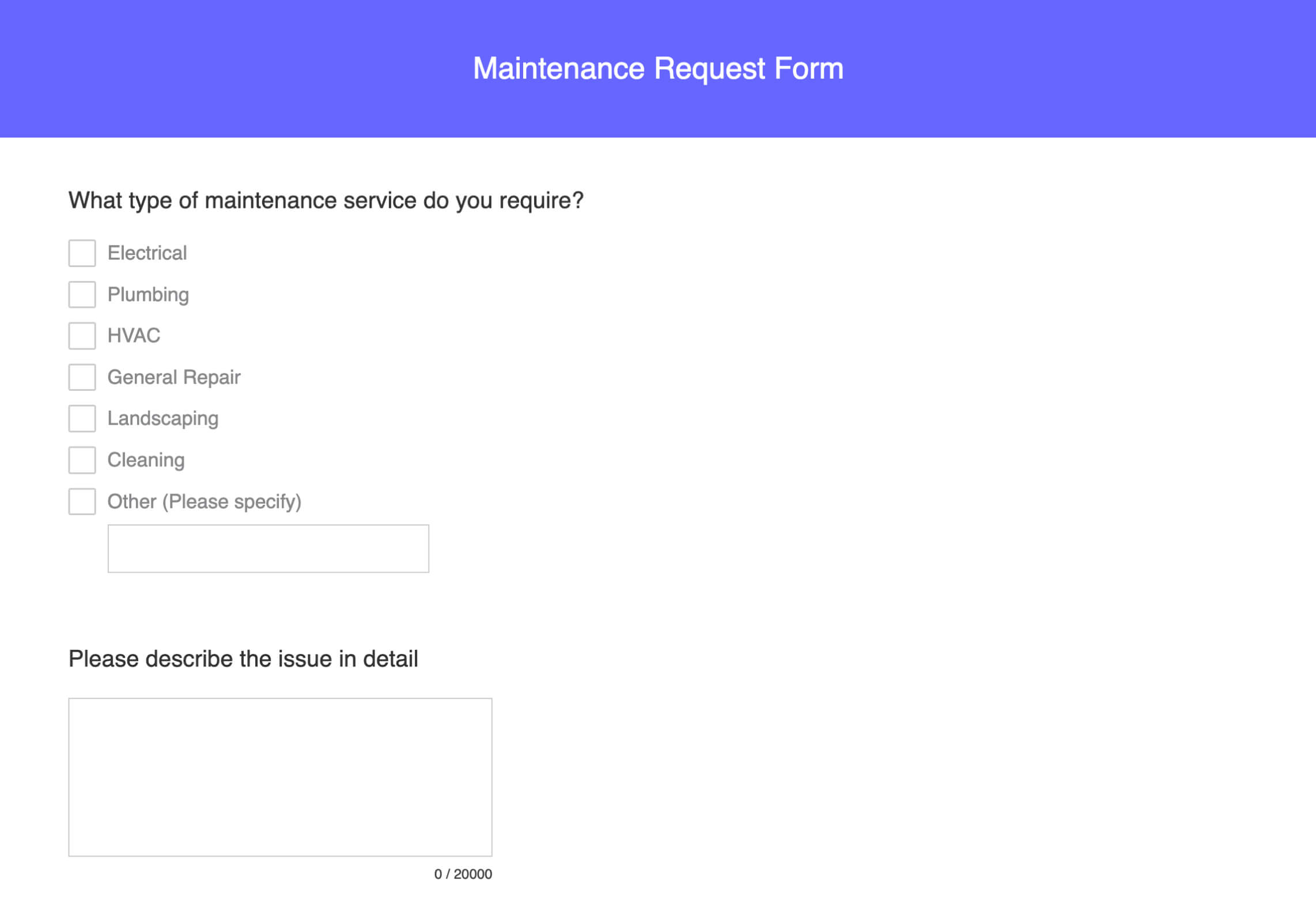 Maintenance request form