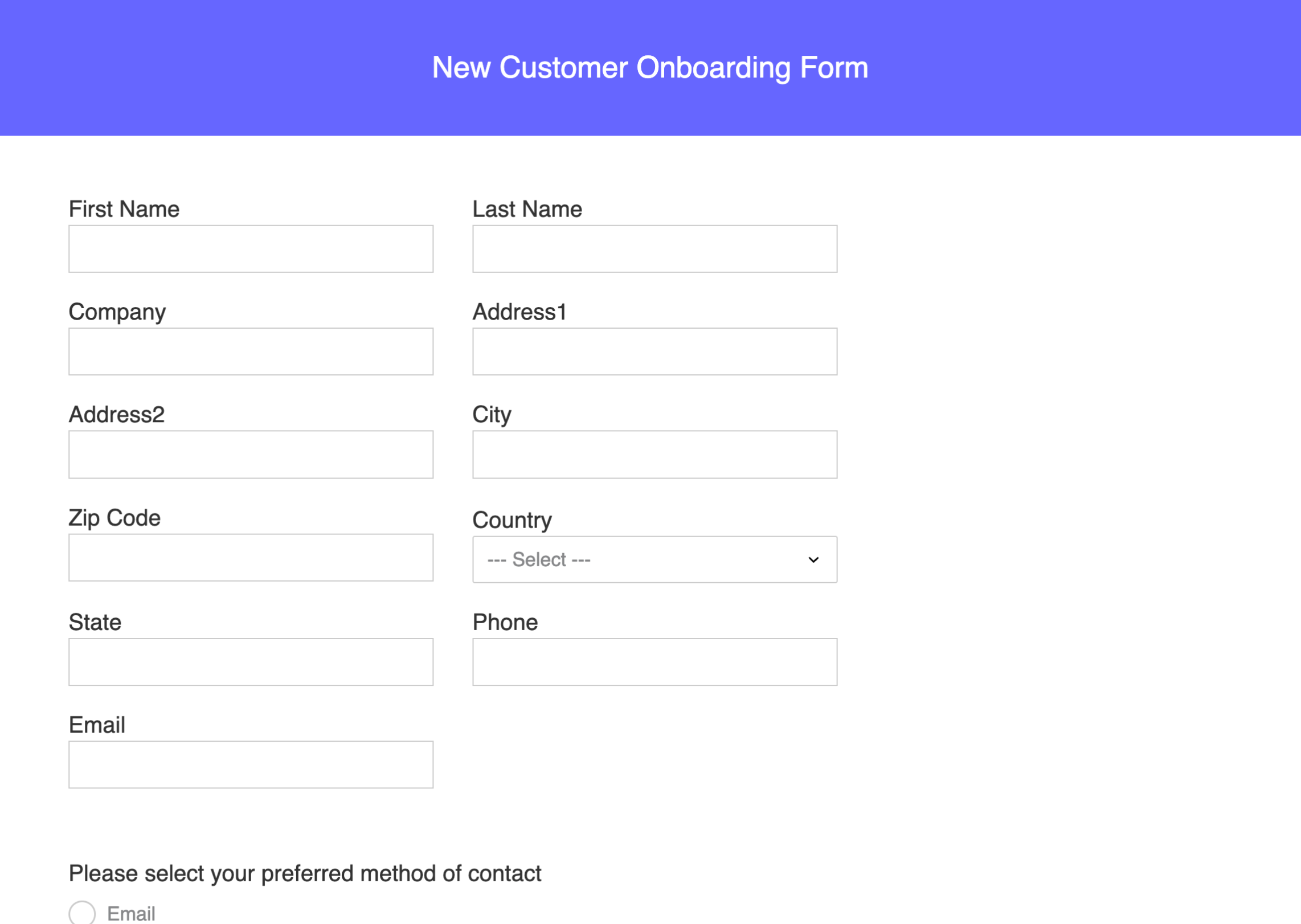 client onboarding form