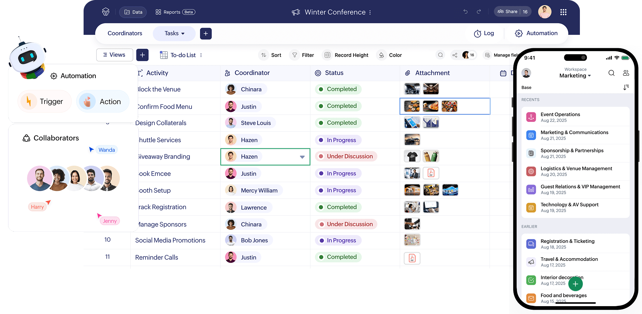 Zoho Tables main interface