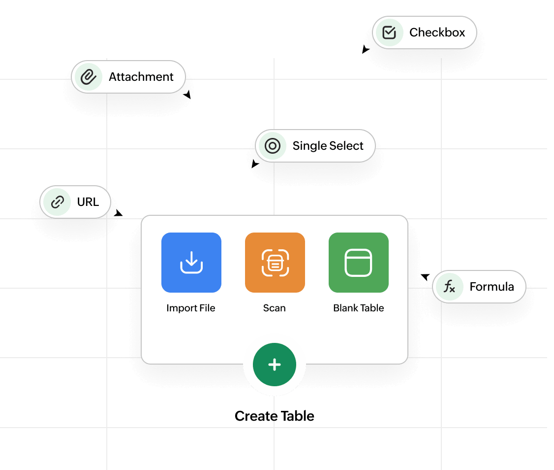 Creating a table and choosing field types in Zoho Tables
