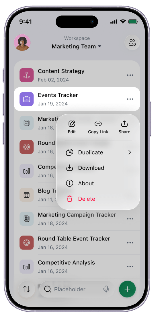 Zoho Tables on iPhone