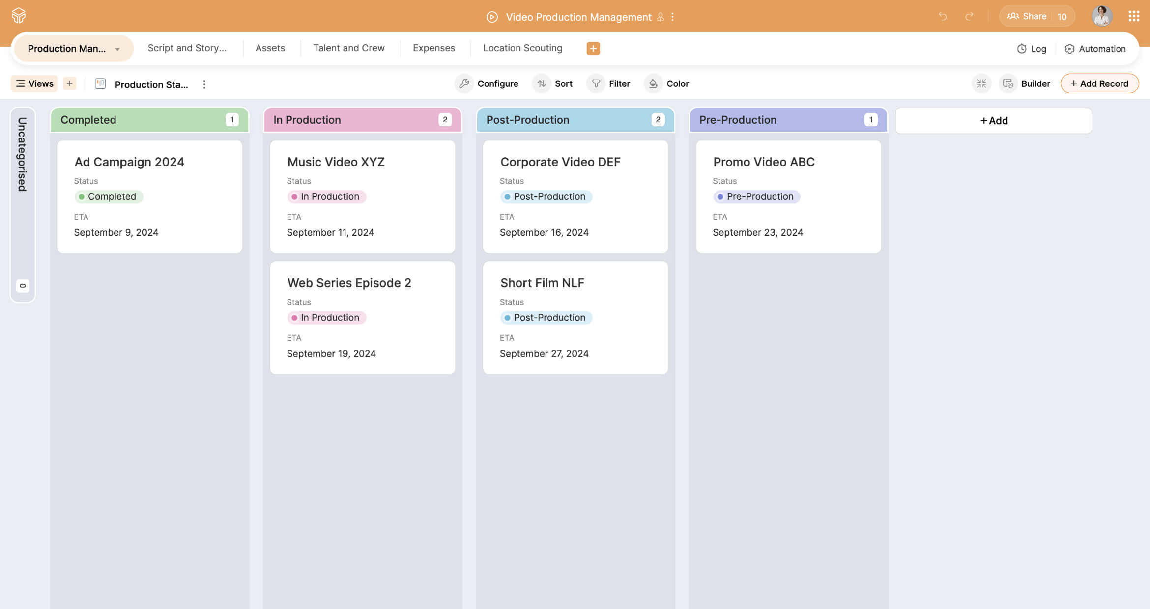video management kanban