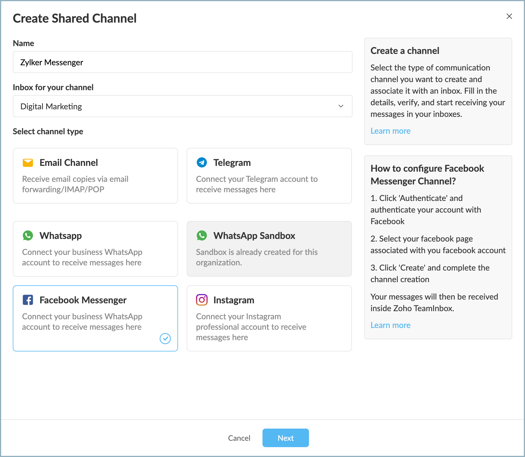 Fill channel details