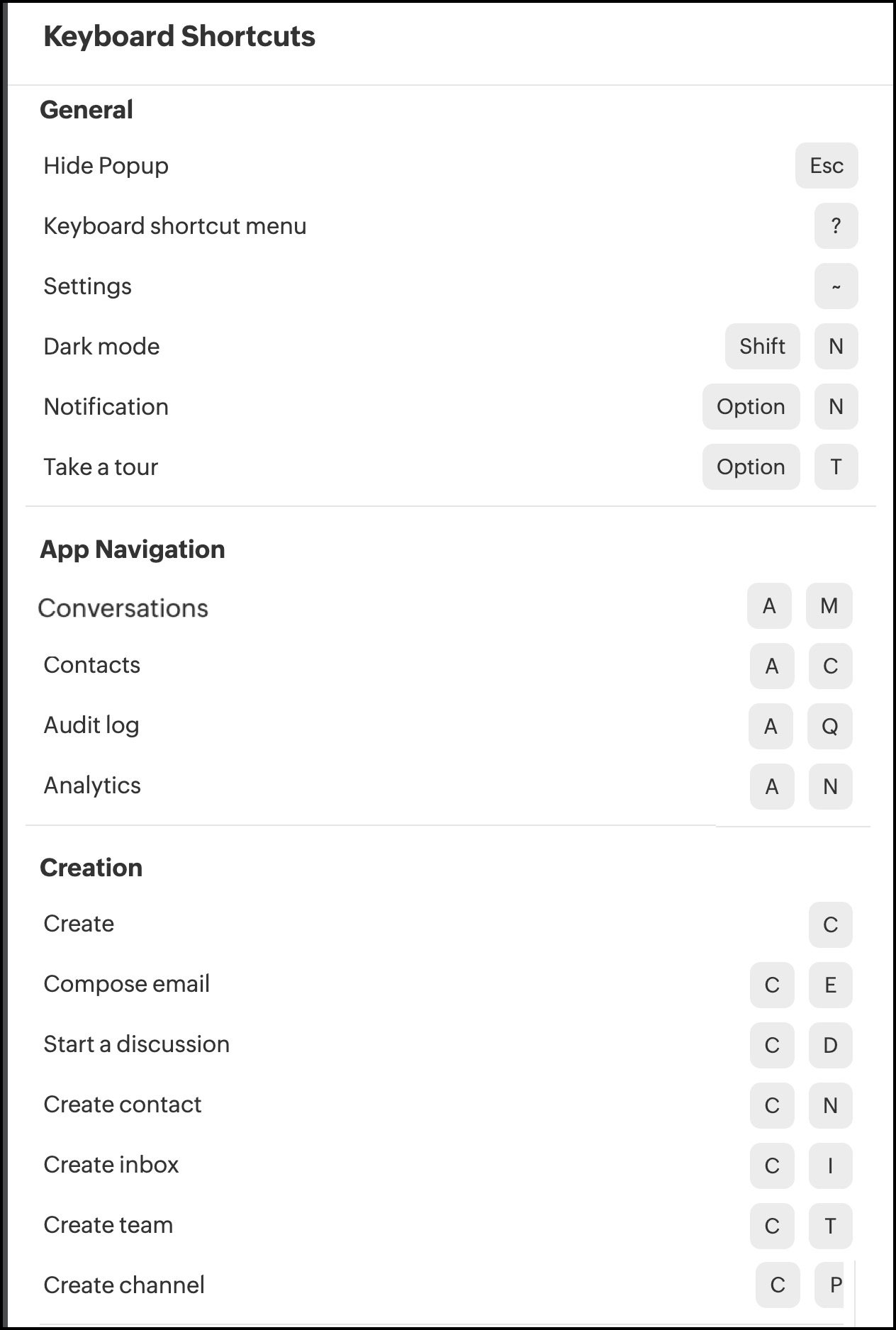 Keyboard shortcut Keyboard shortcut