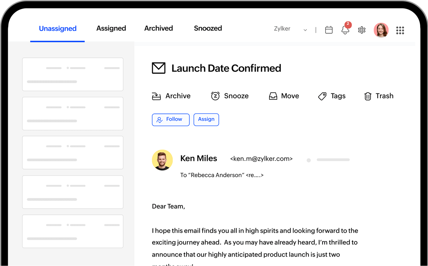 A screen showing the image of Inbox Management