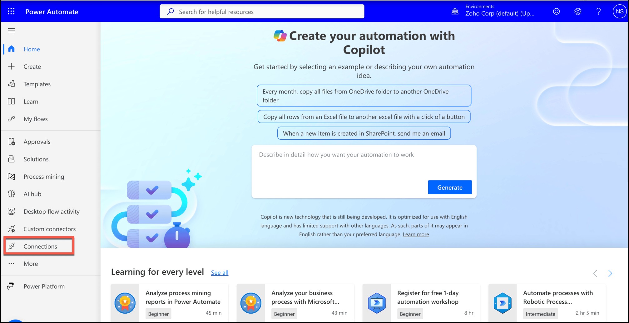 select Connections select Connections