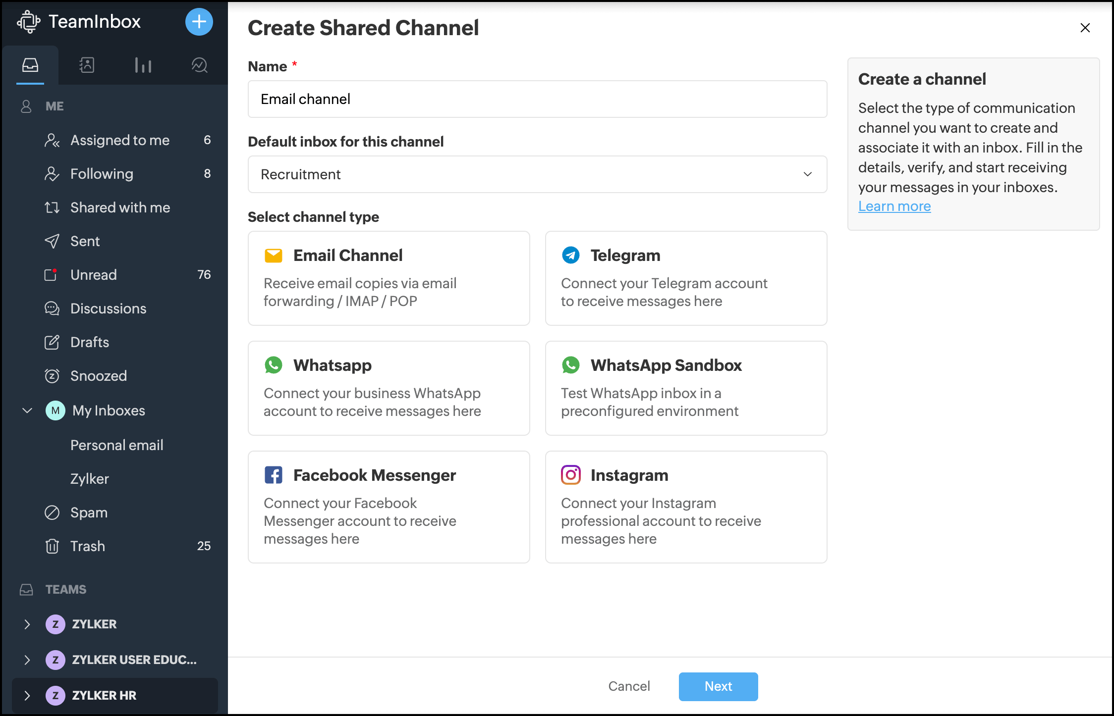 Create shared channel Create shared channel