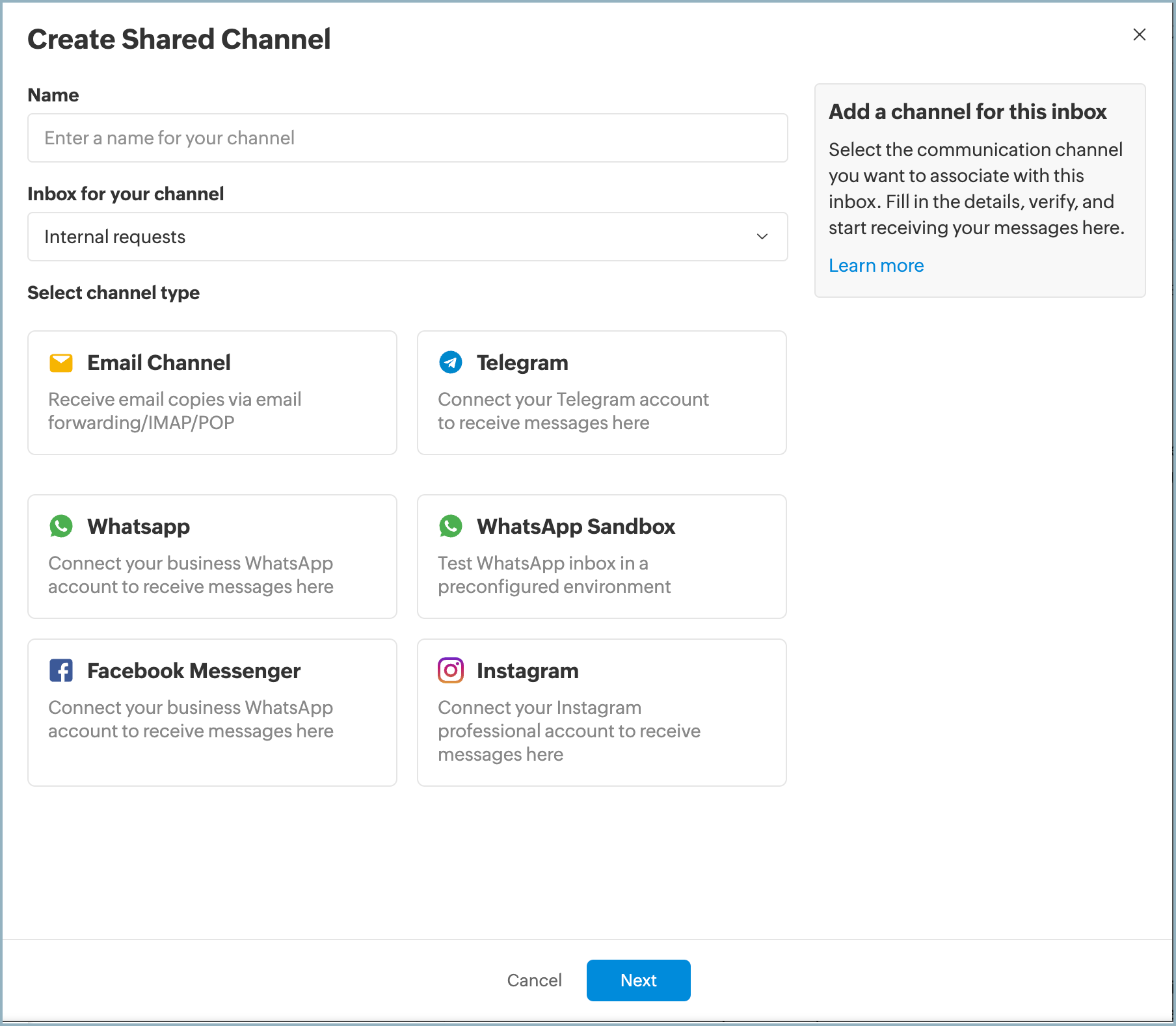 Create shared channel