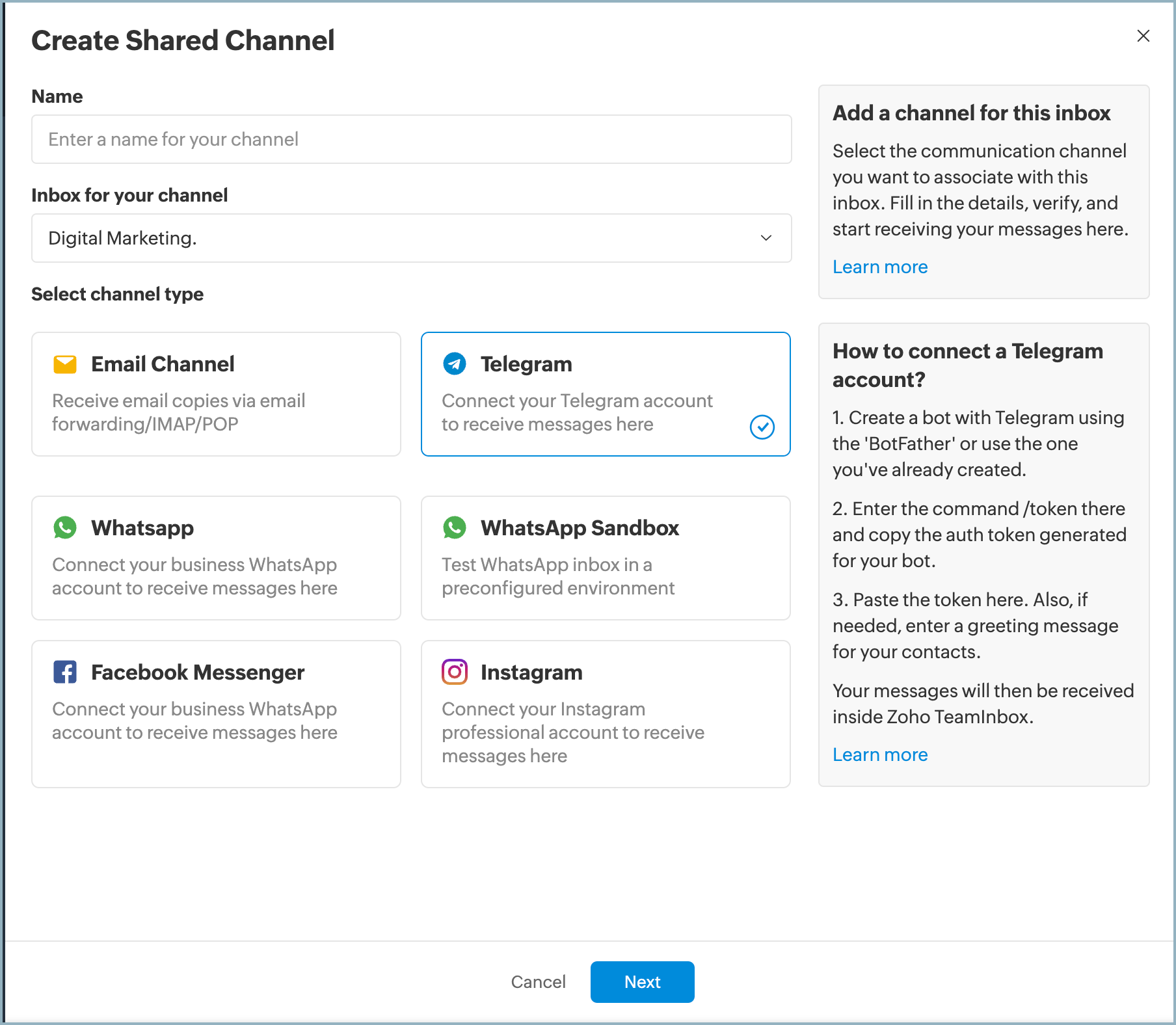 Create Telegram channel