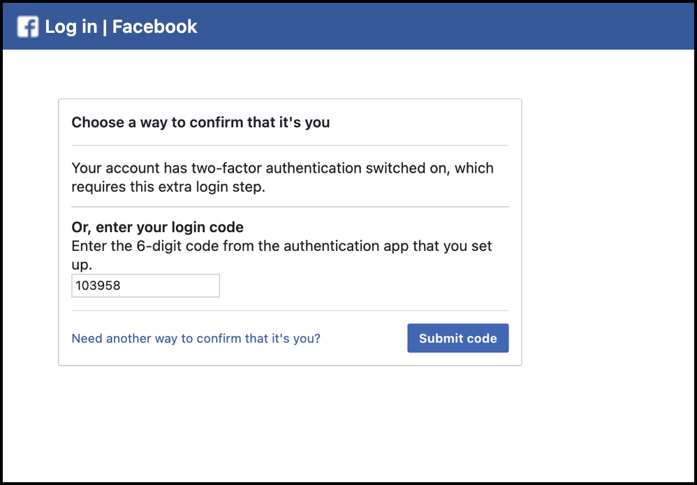 Facebook authentication 