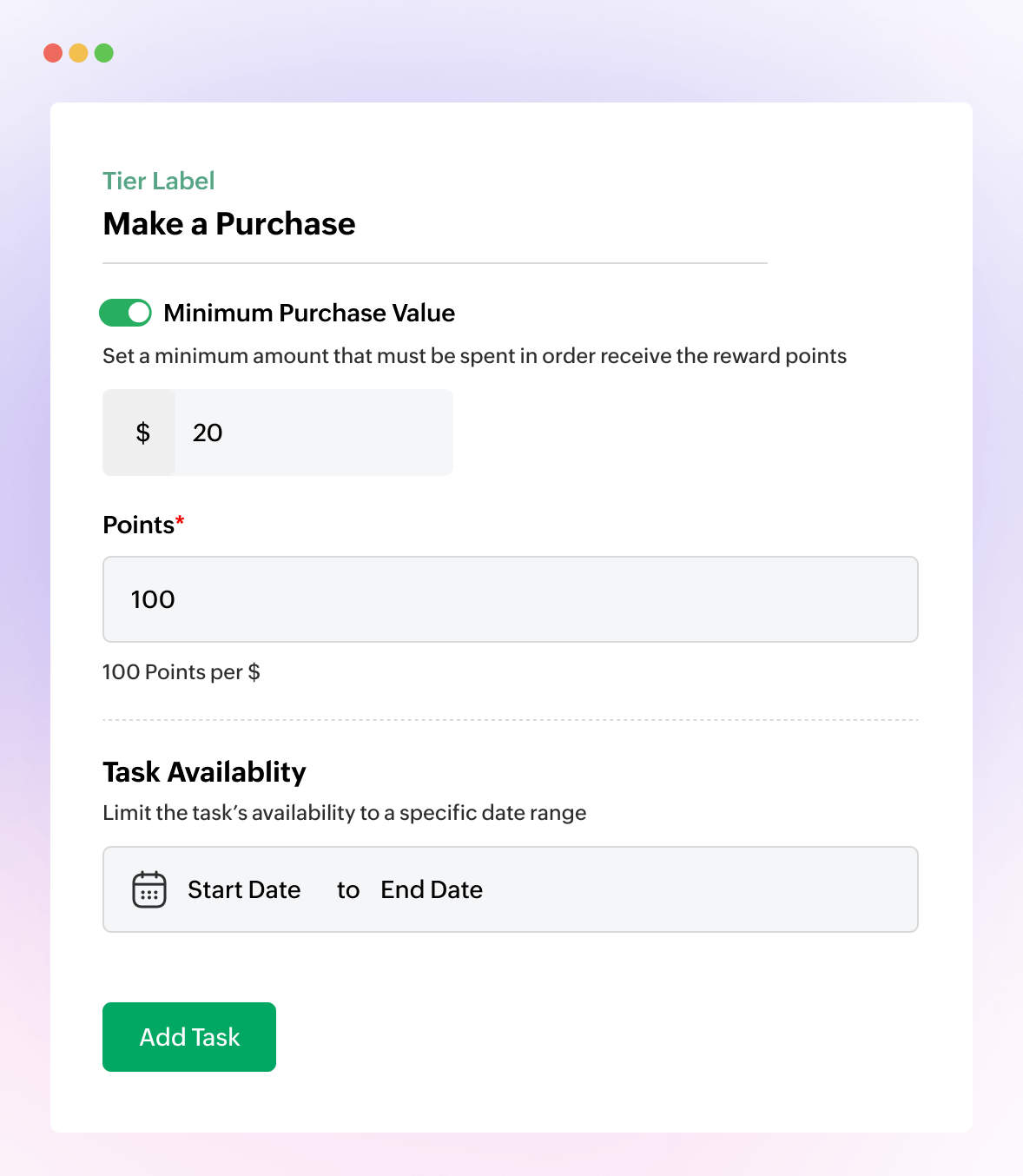 Loyalty program software to reward customer purchase