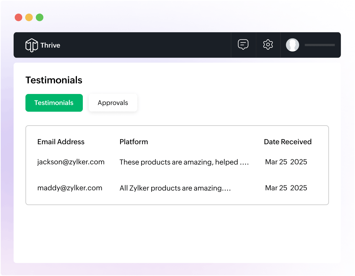 Customer testimonial submission and approval