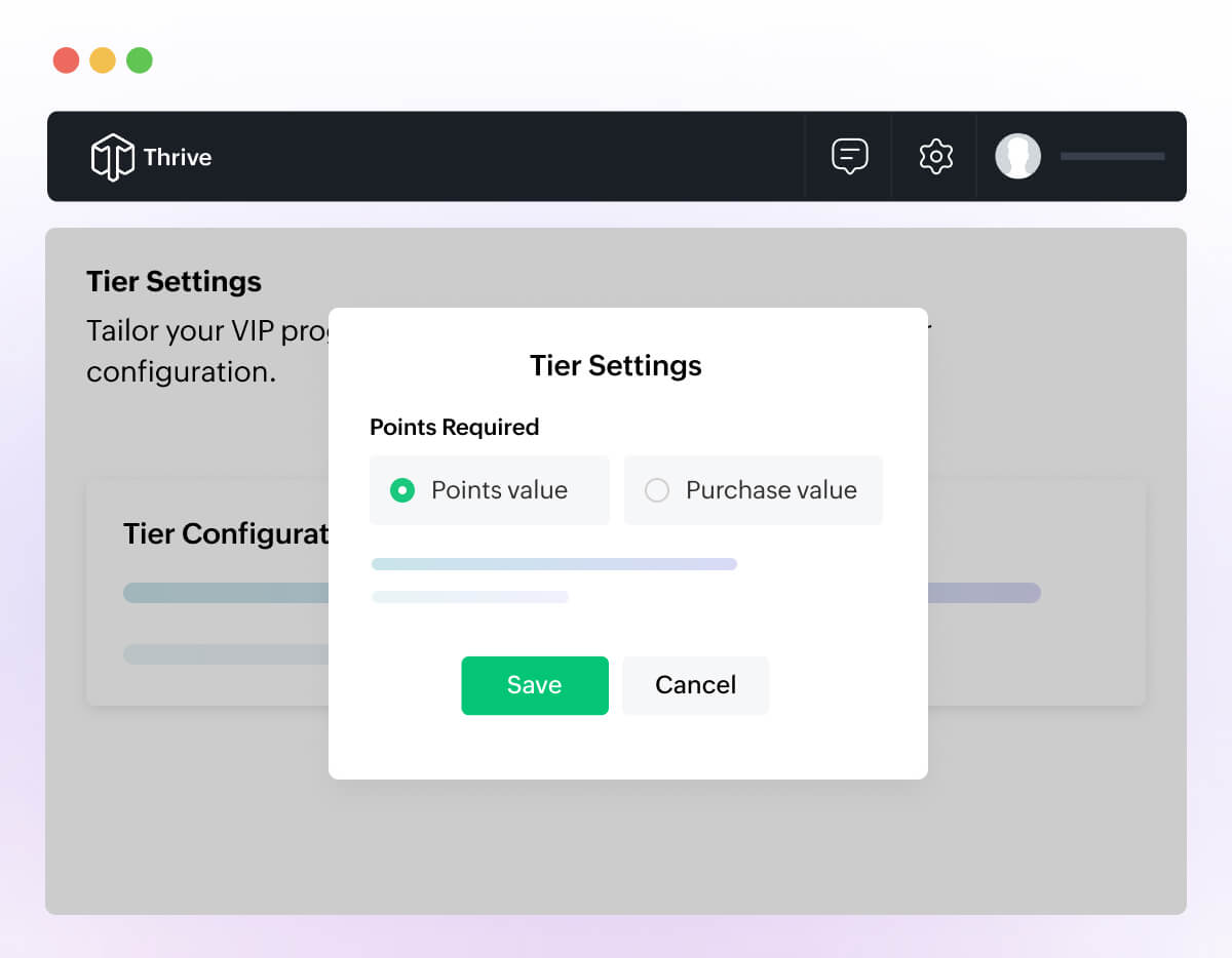 VIP tier program settings