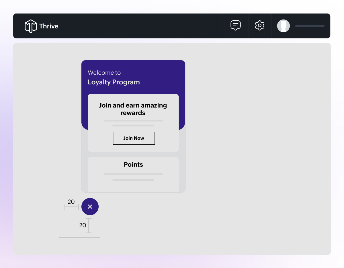 Loyalty widget positioning