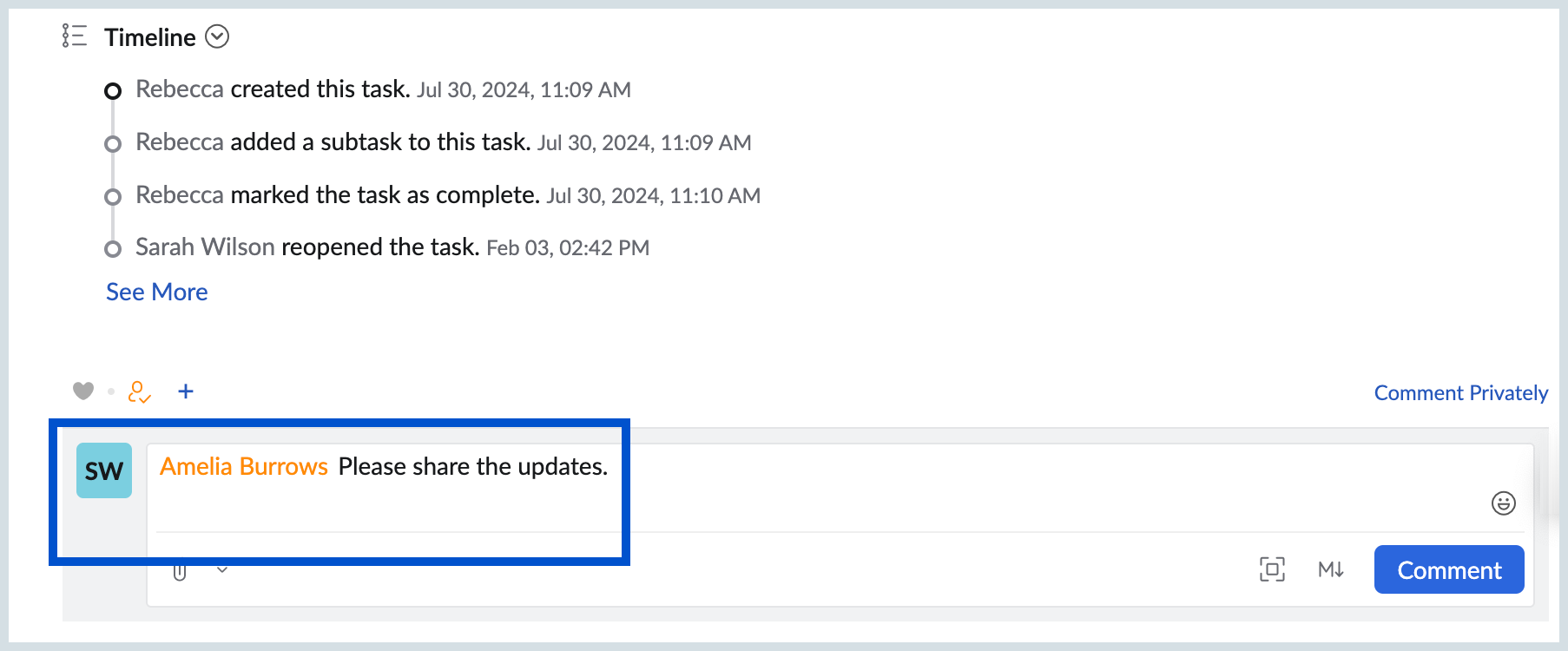 Invite users via comments