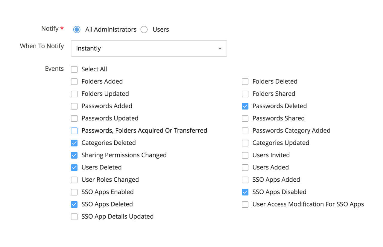 Get instant notifications on password events