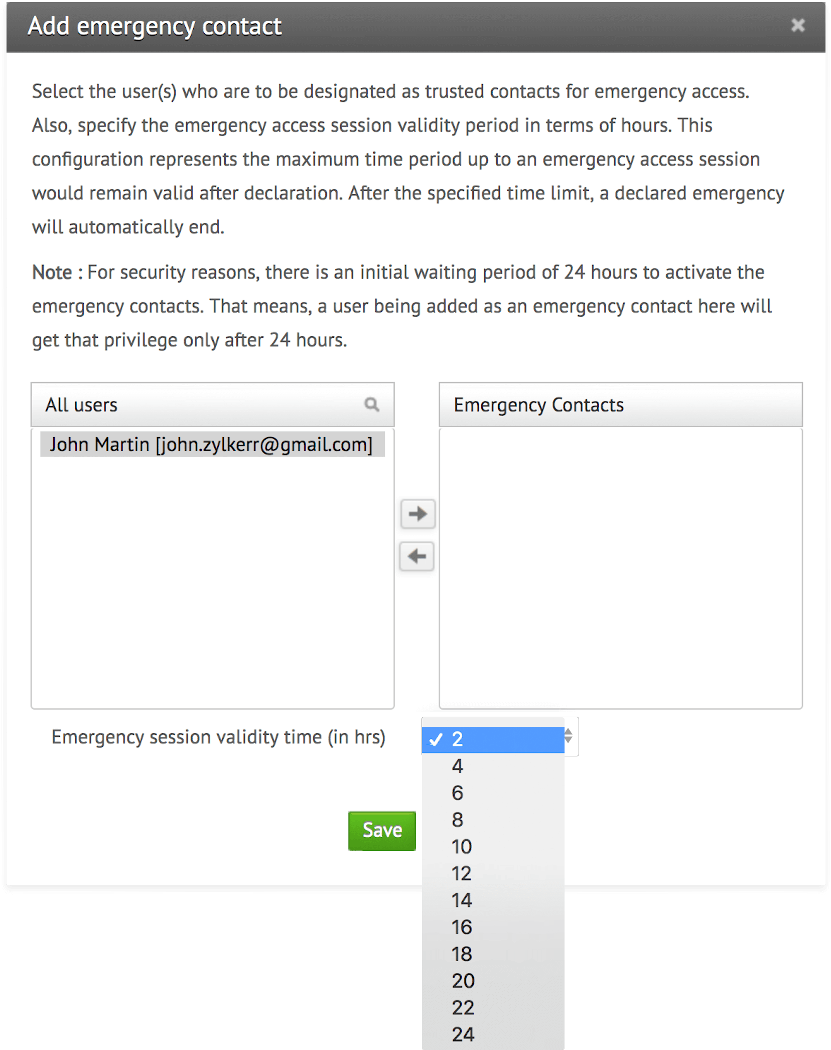 Add emergency contacts