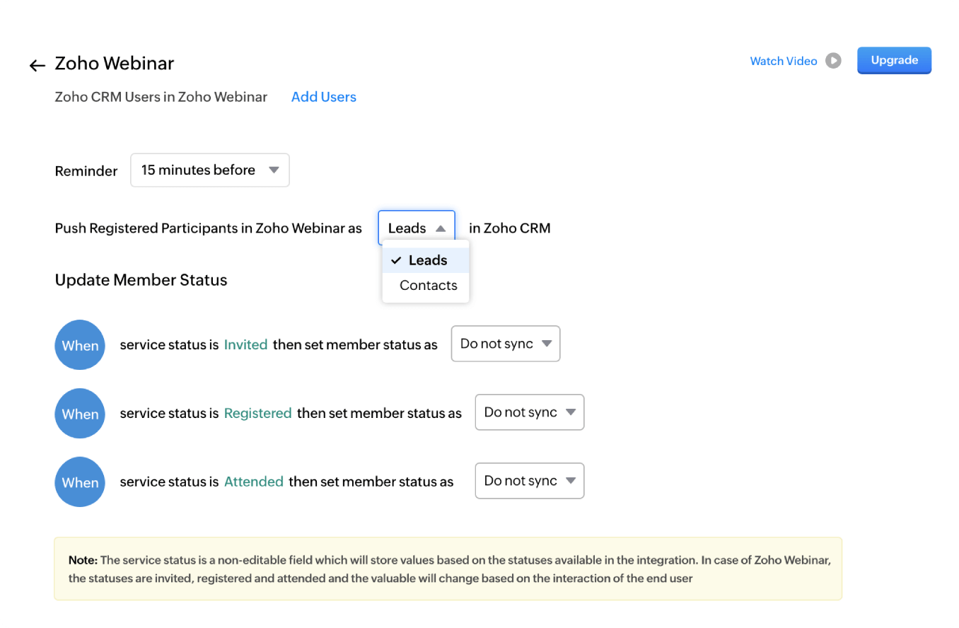 CRM Integration - Zoho Webinar