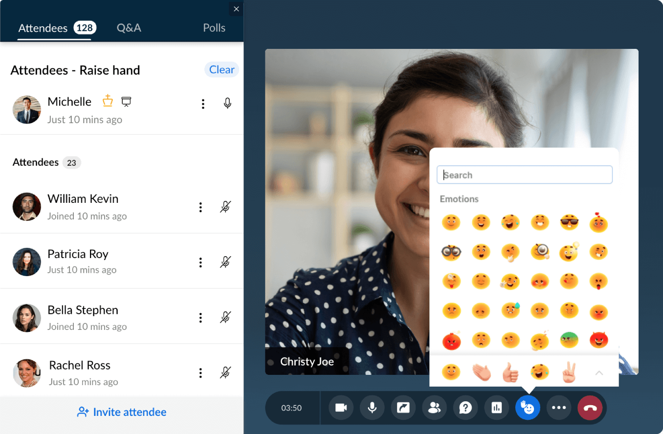 Emoji reactions - Zoho Webinar