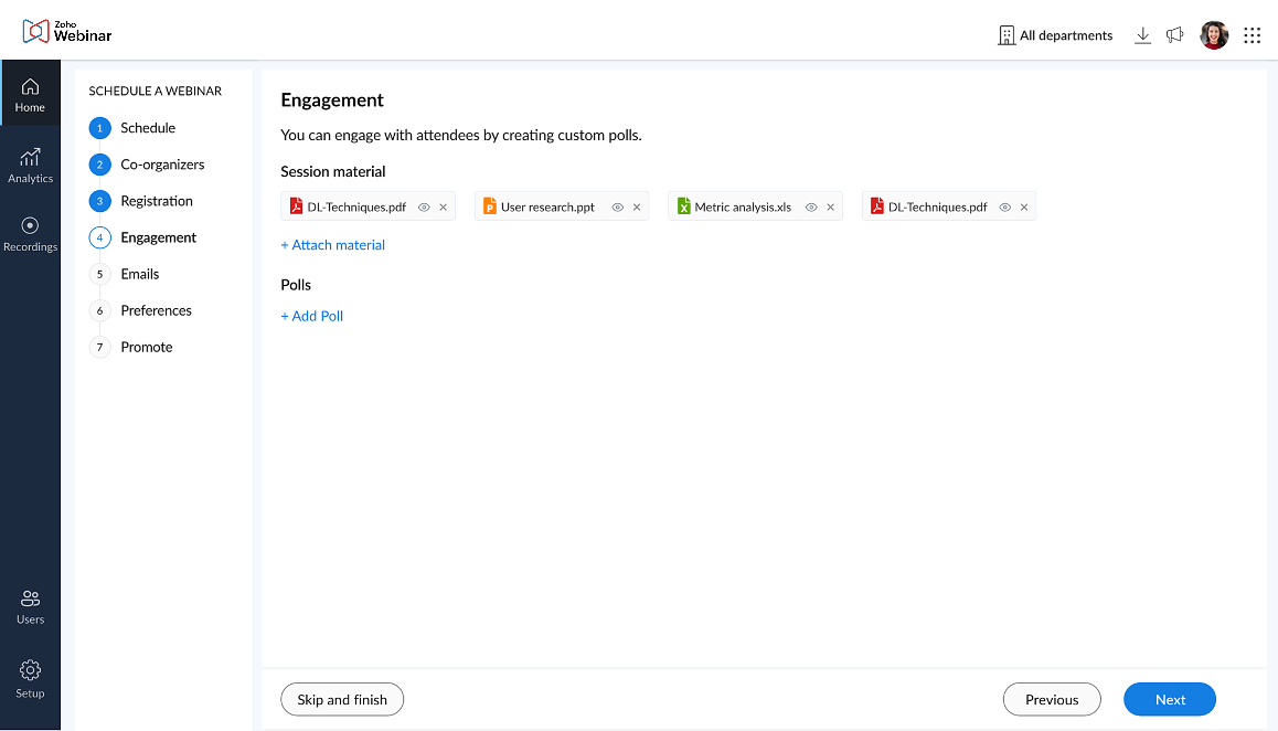 Advanced recording settings