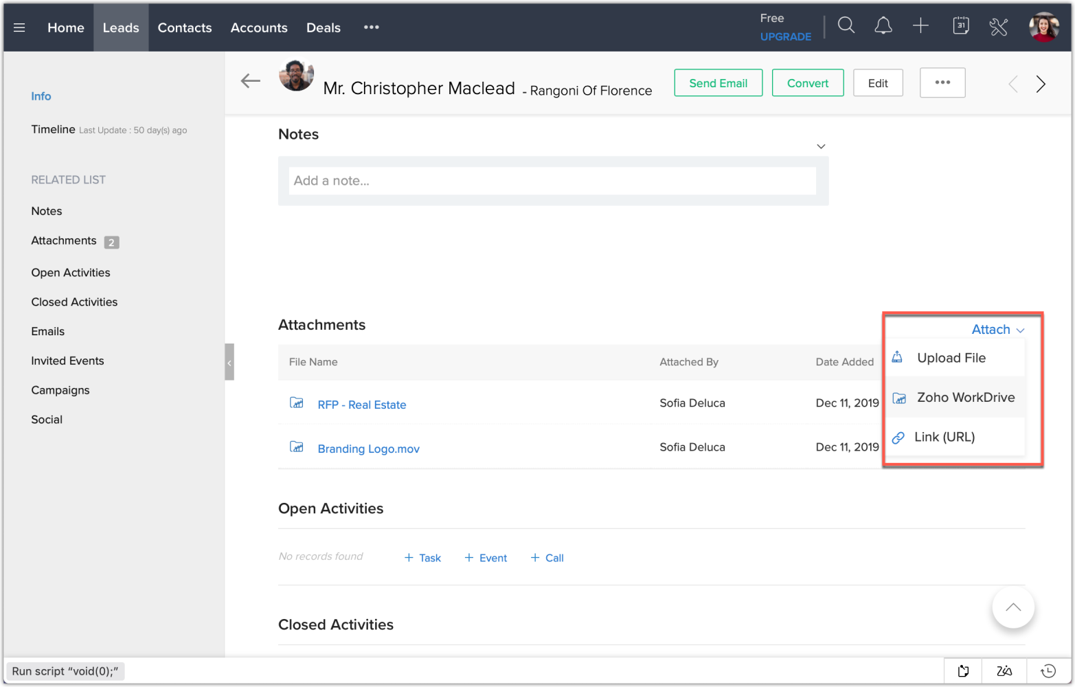 WorkDrive Picker for Zoho CRM