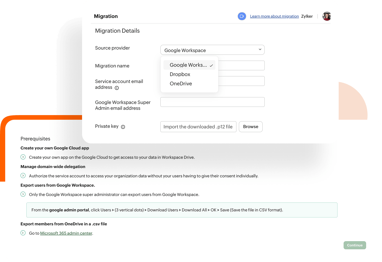 Migrating data into Zoho One