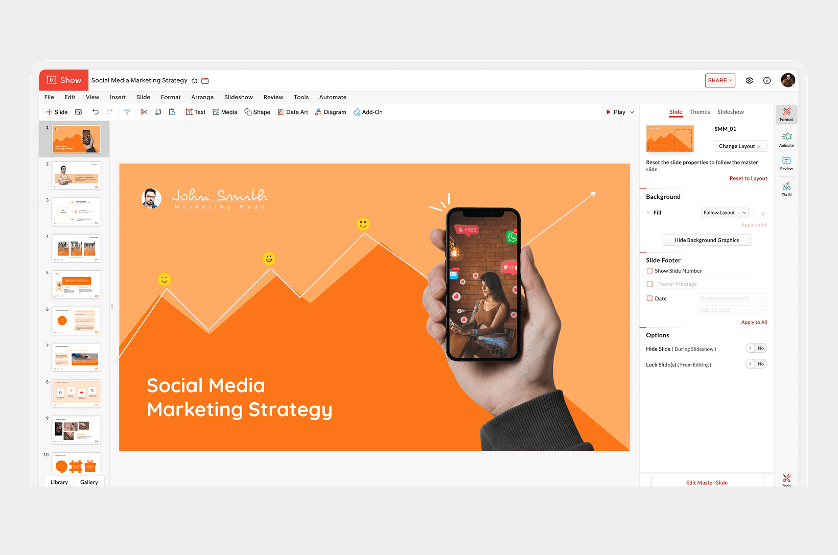 Zoho Show presentation editor preview