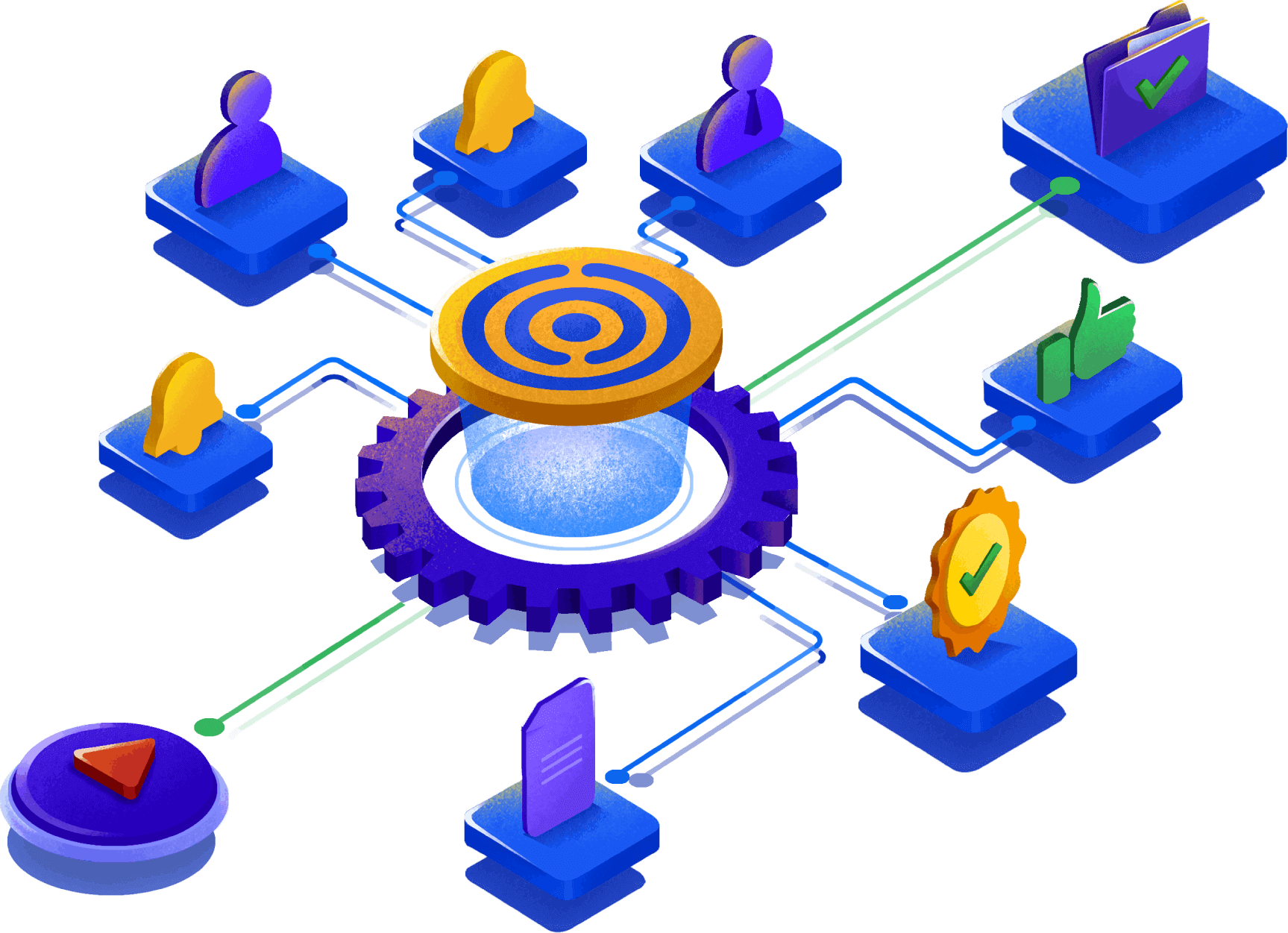 Diagram illustrating workflow automation process with connected task nodes