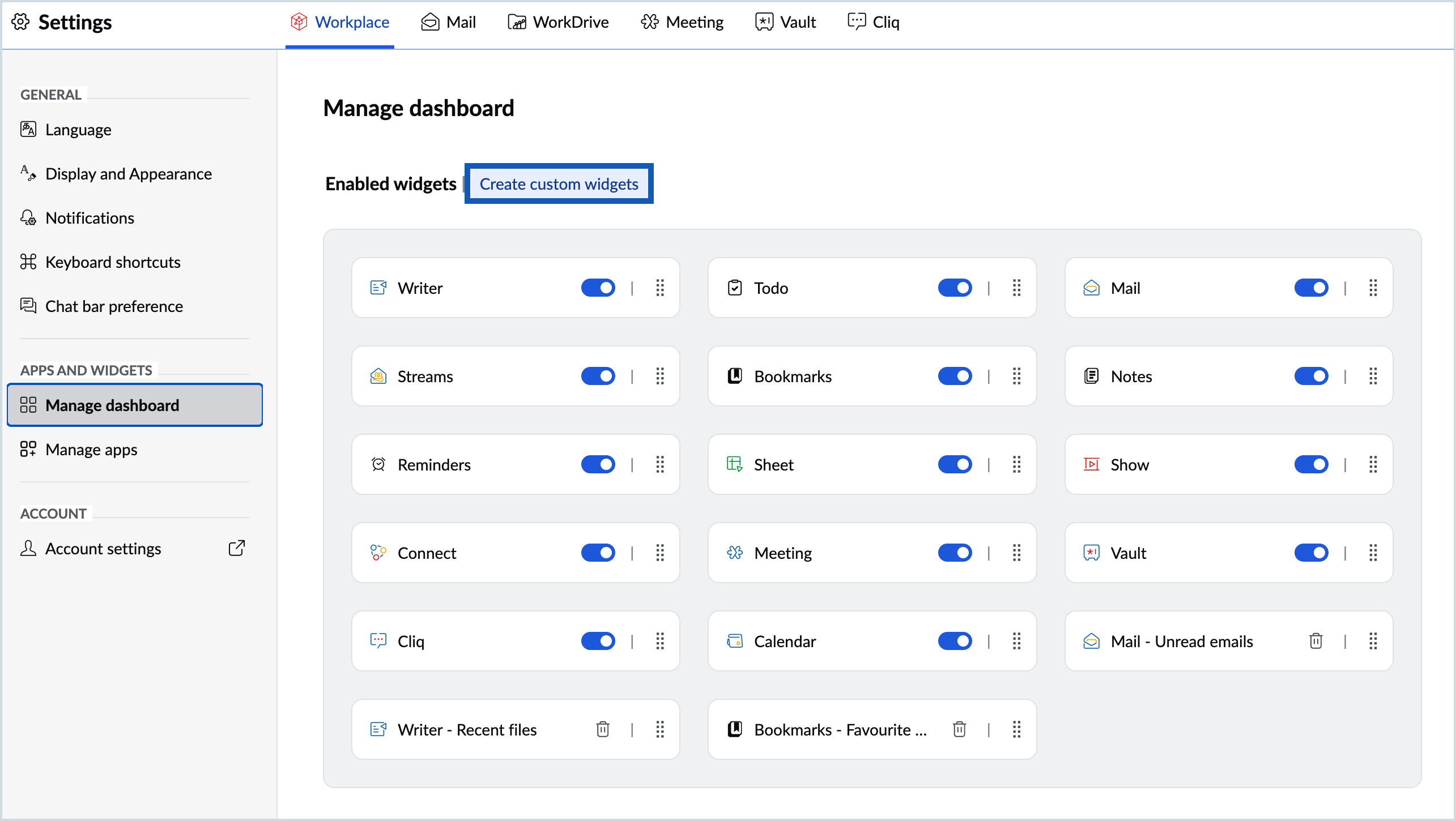 Screenshot to create a custom widget Screenshot to create a custom widget