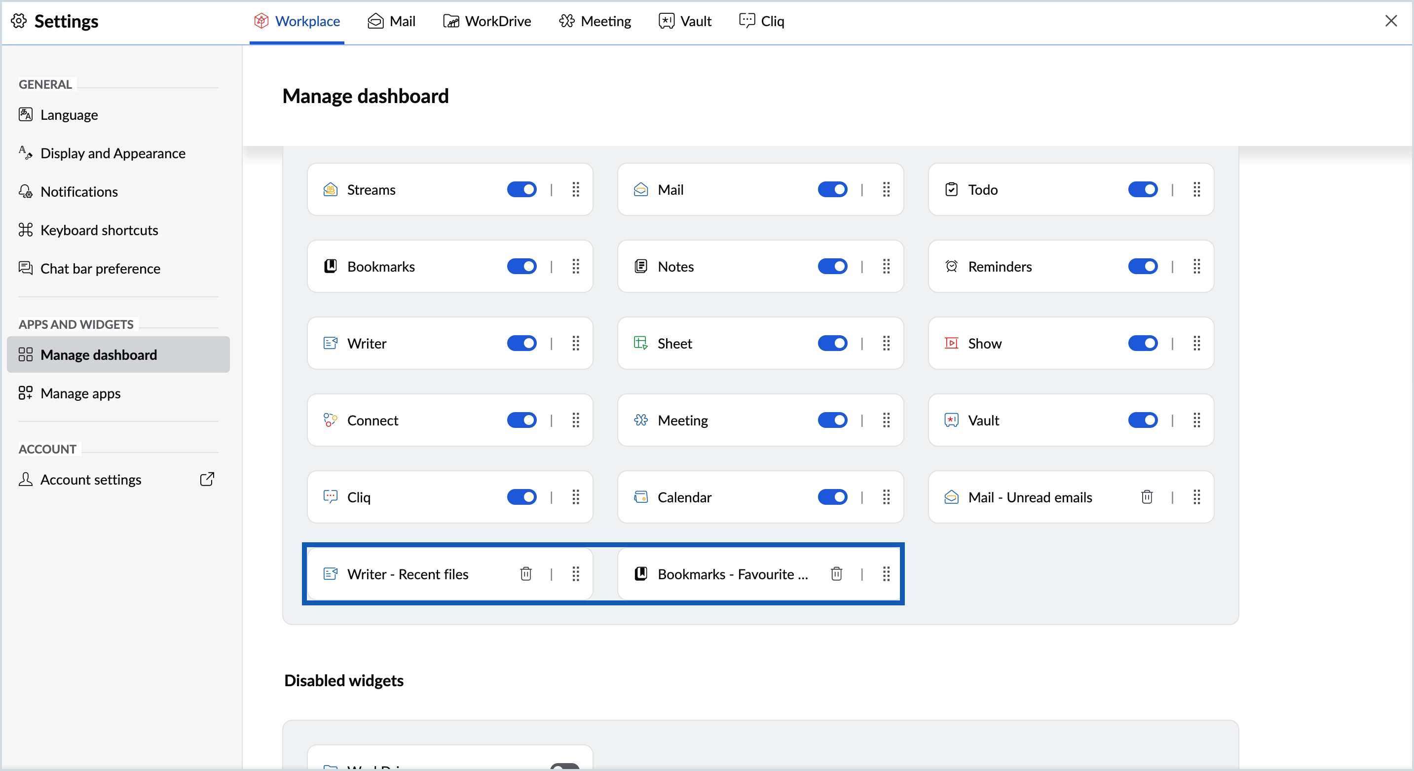 Screenshot to delete widgets Screenshot to delete widgets
