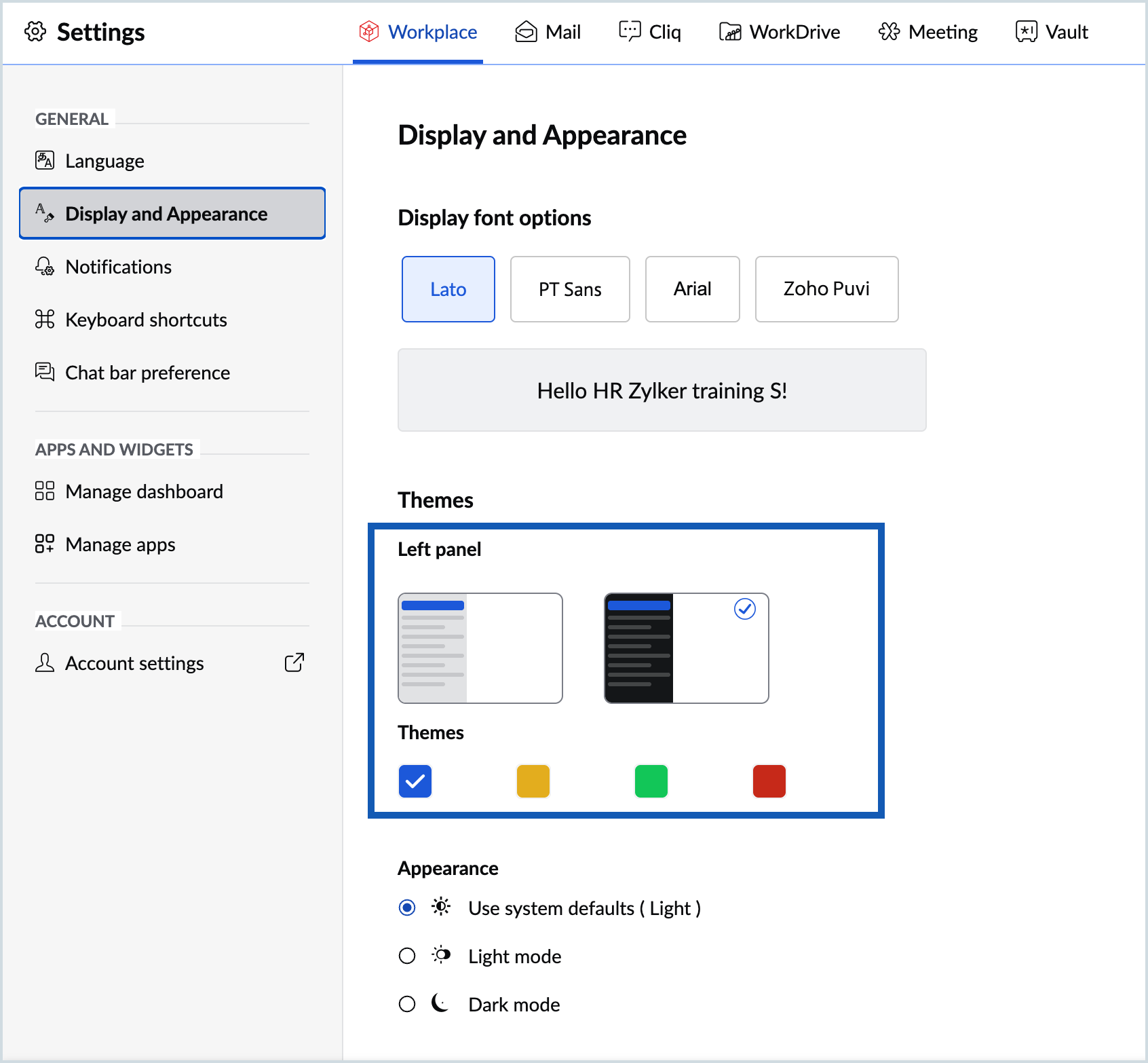 Screenshot to change left panel appearance Screenshot to change left panel appearance