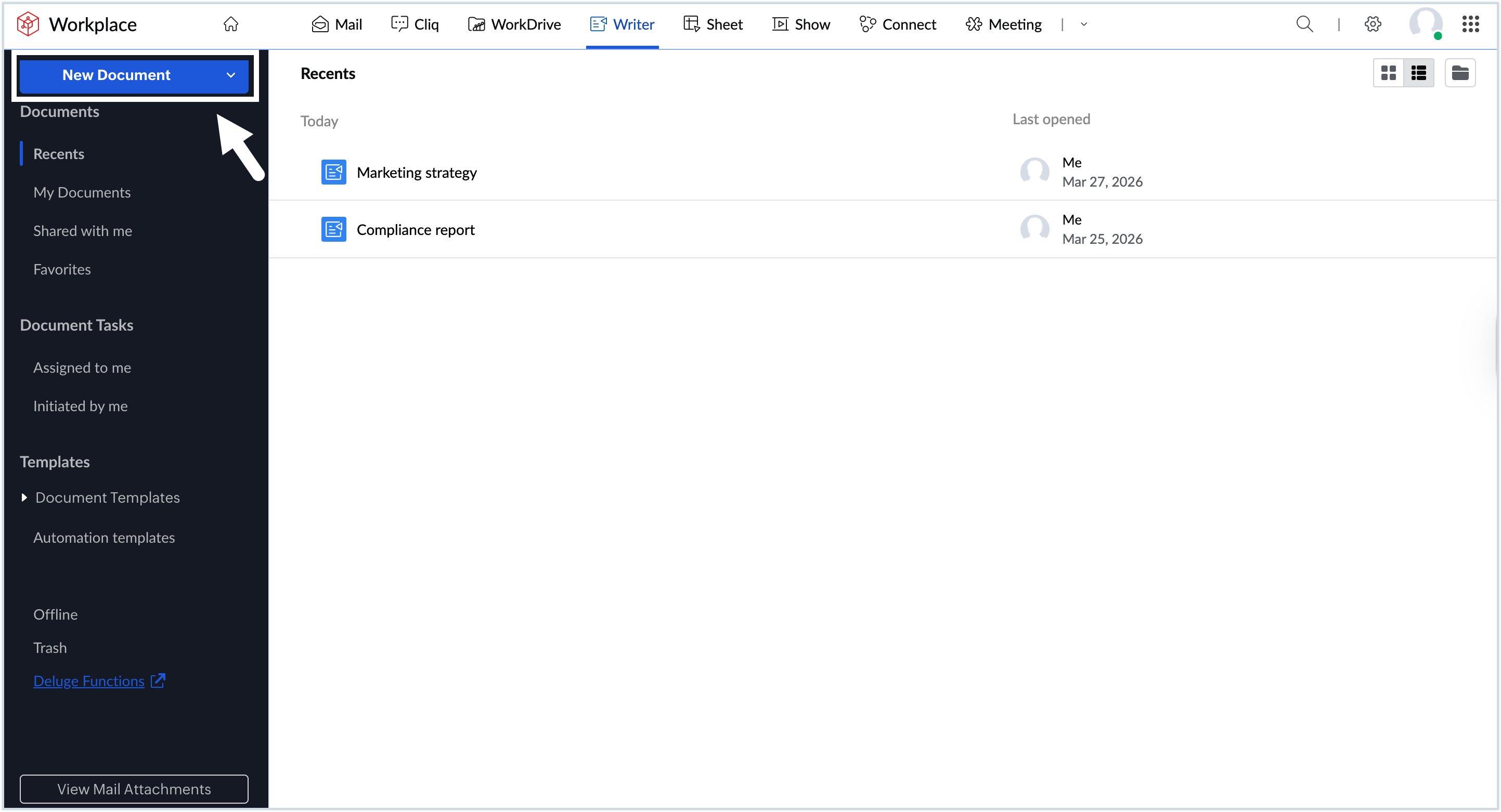 Screenshot of new document Screenshot of new document