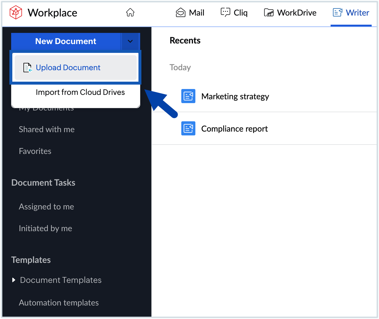 Screenshot to upload a doc Screenshot to upload a doc