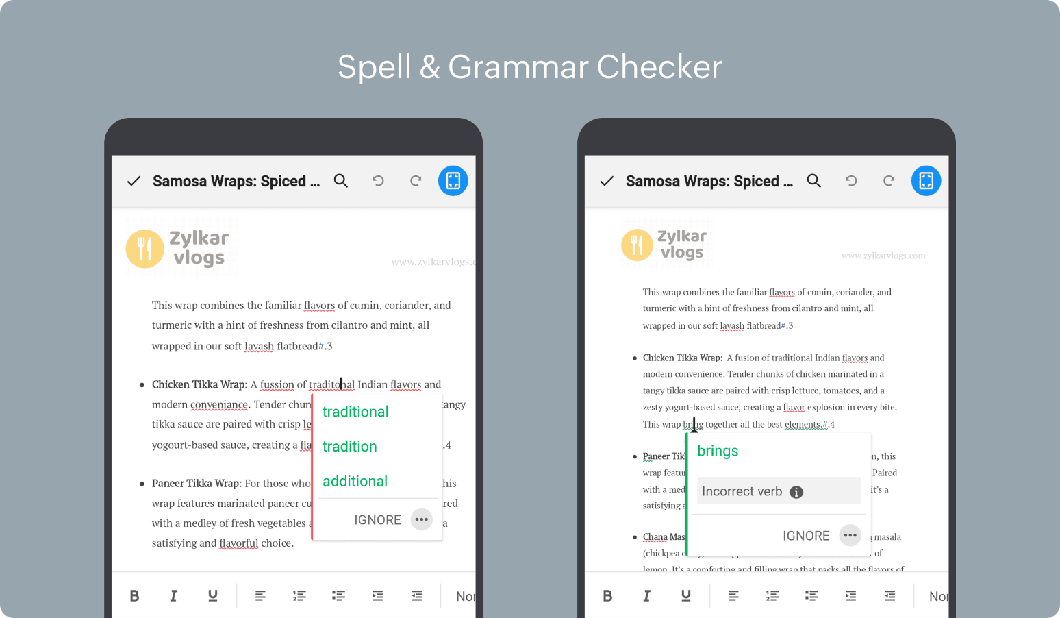 Check spelling and grammar with AI