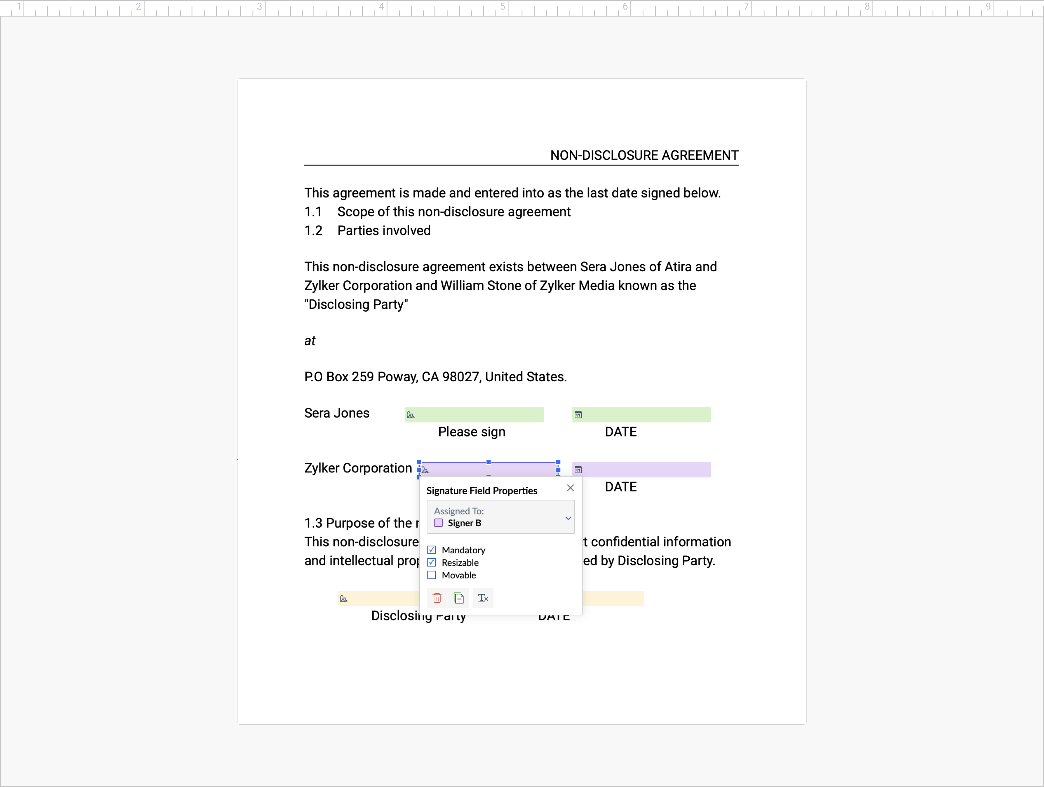 Granularly control signature blocks