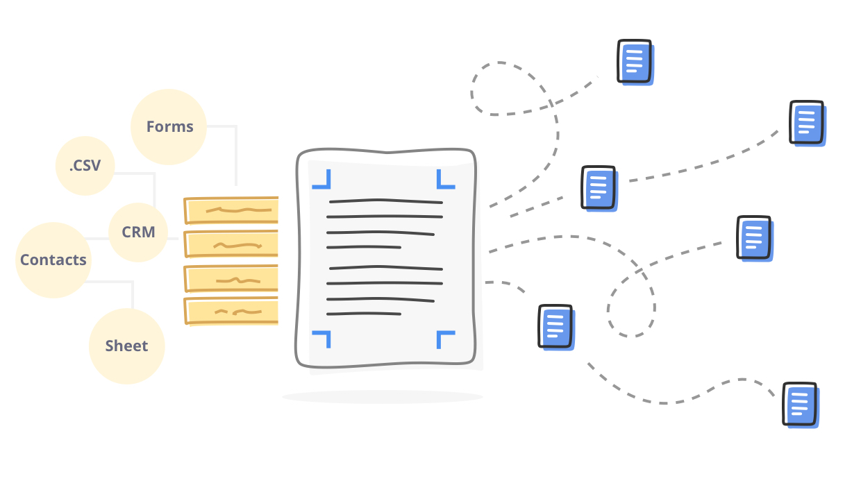 Merge documents using existing data
