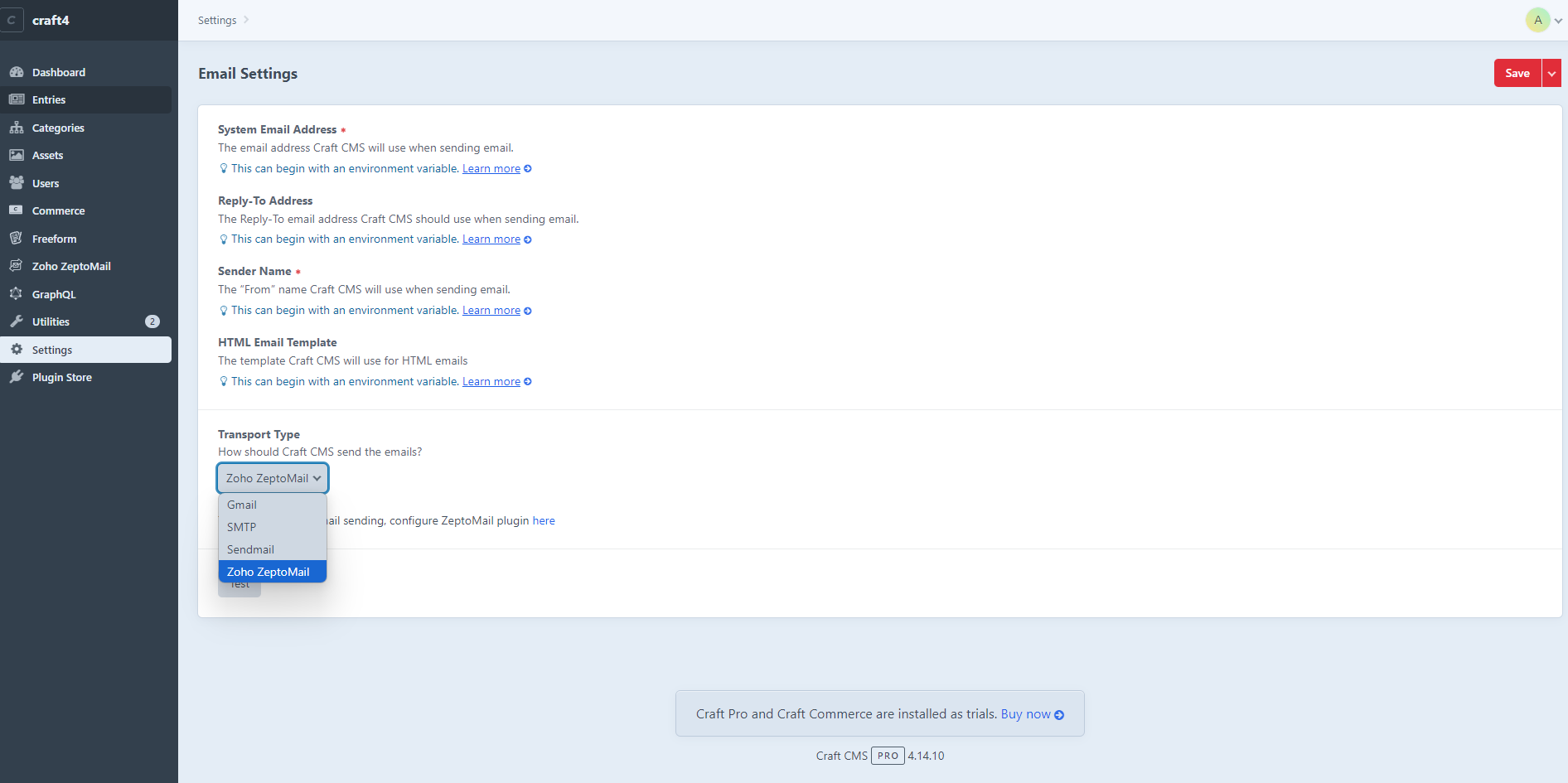 Settings UI screenshot of settings section