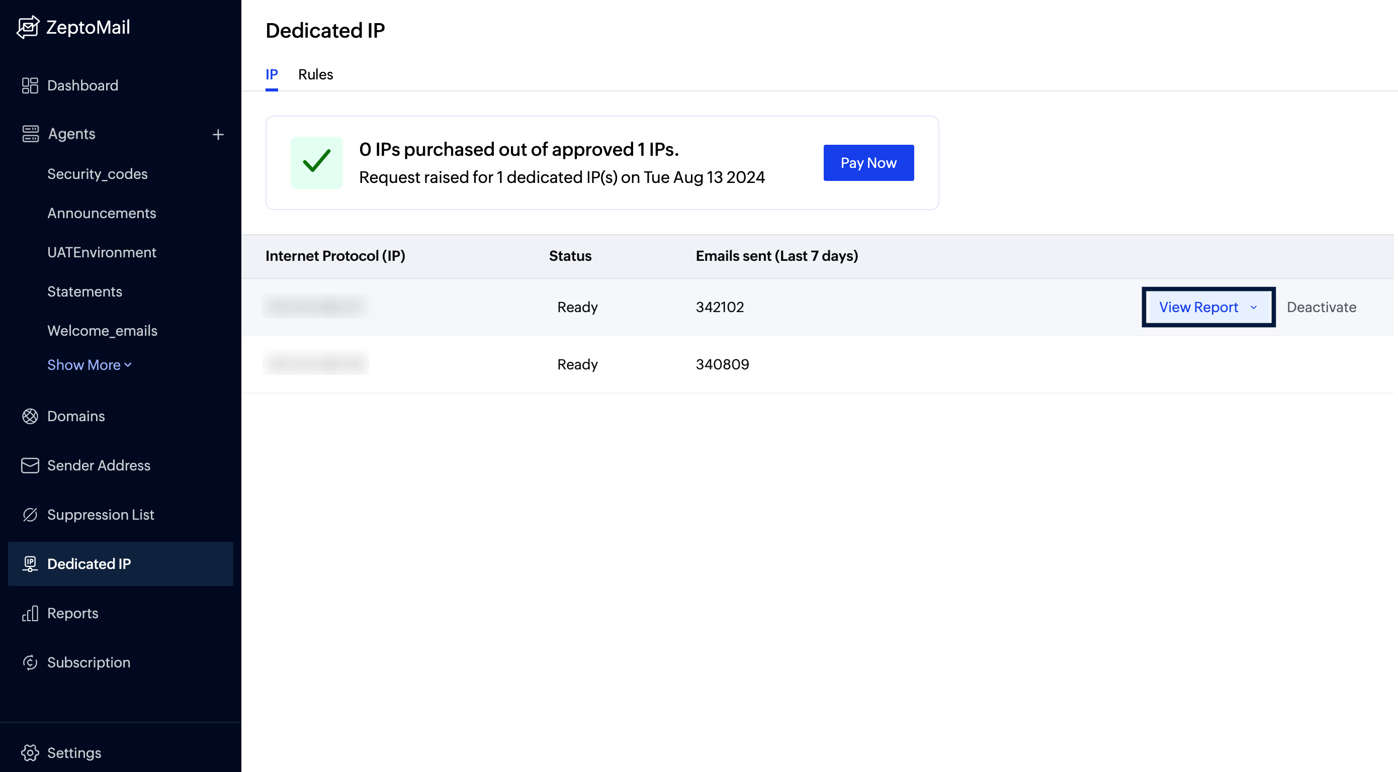Dedicated ip reports Dedicated ip reports