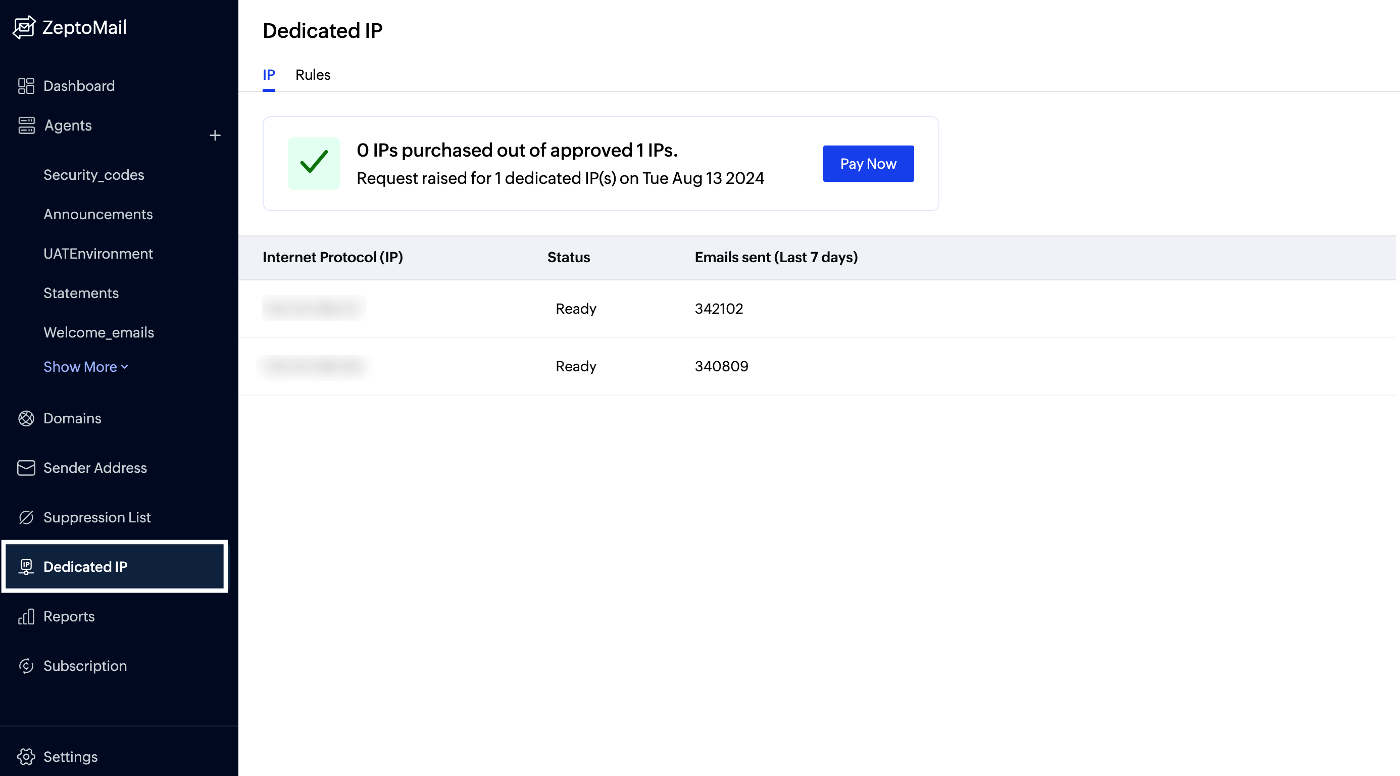 Dedicated ip section Dedicated ip section