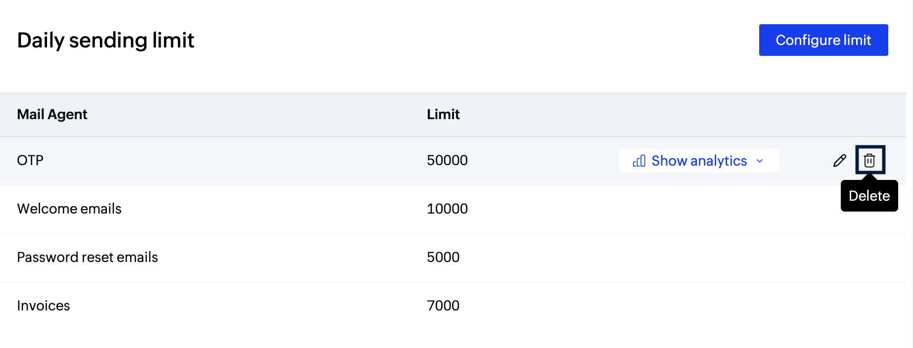 delete values