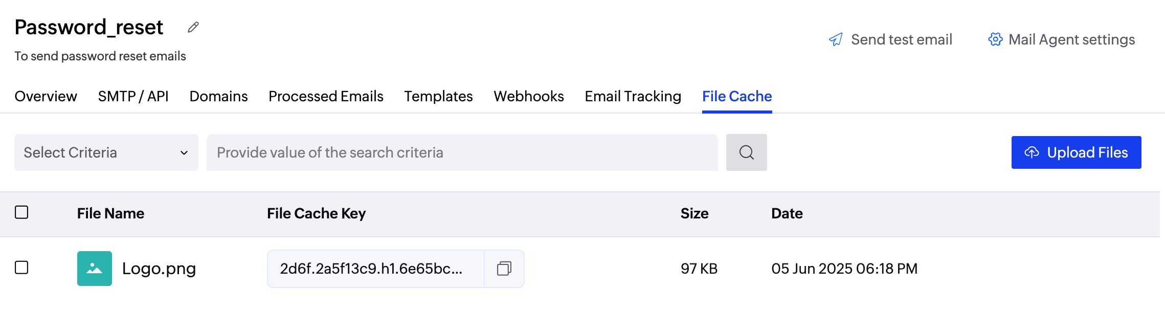 File cache section screenshot