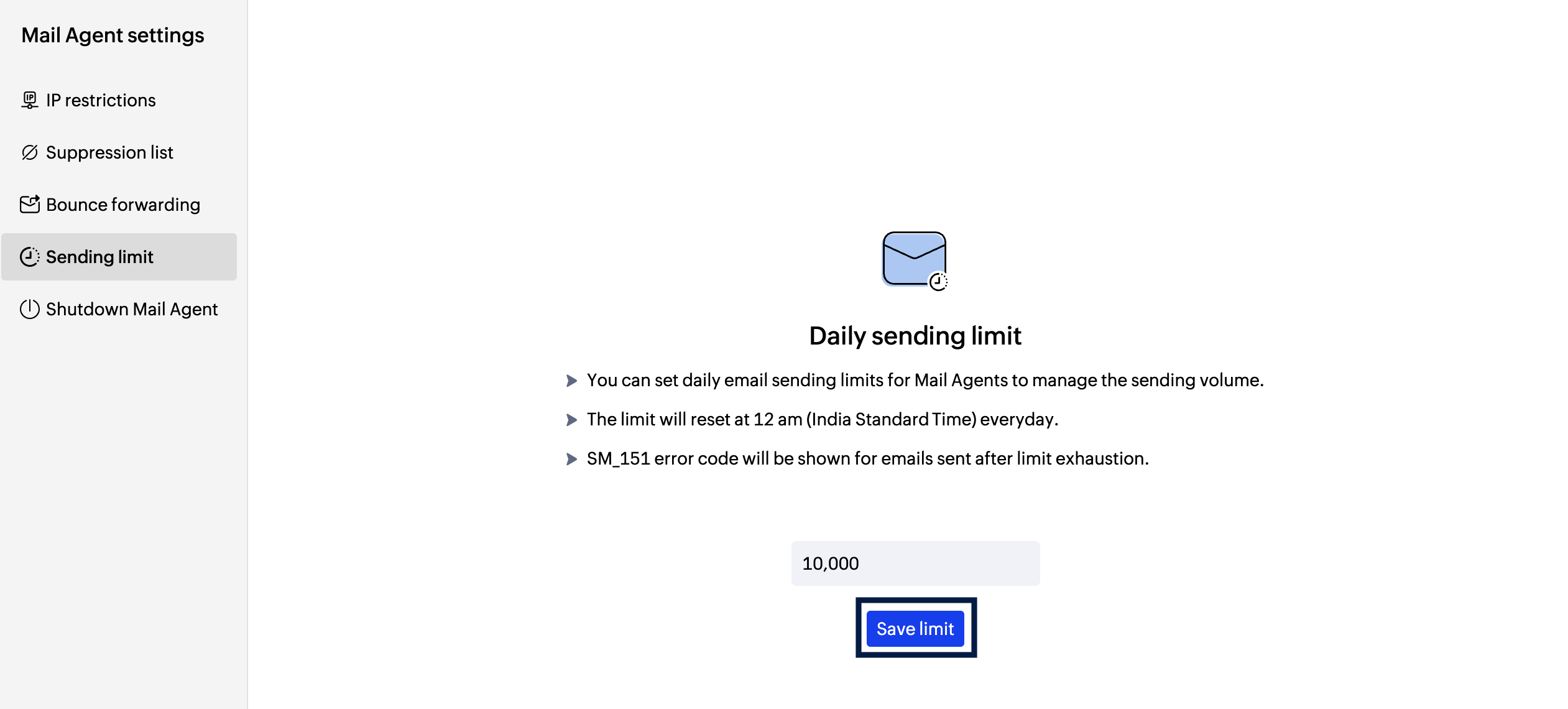 mail agent limit