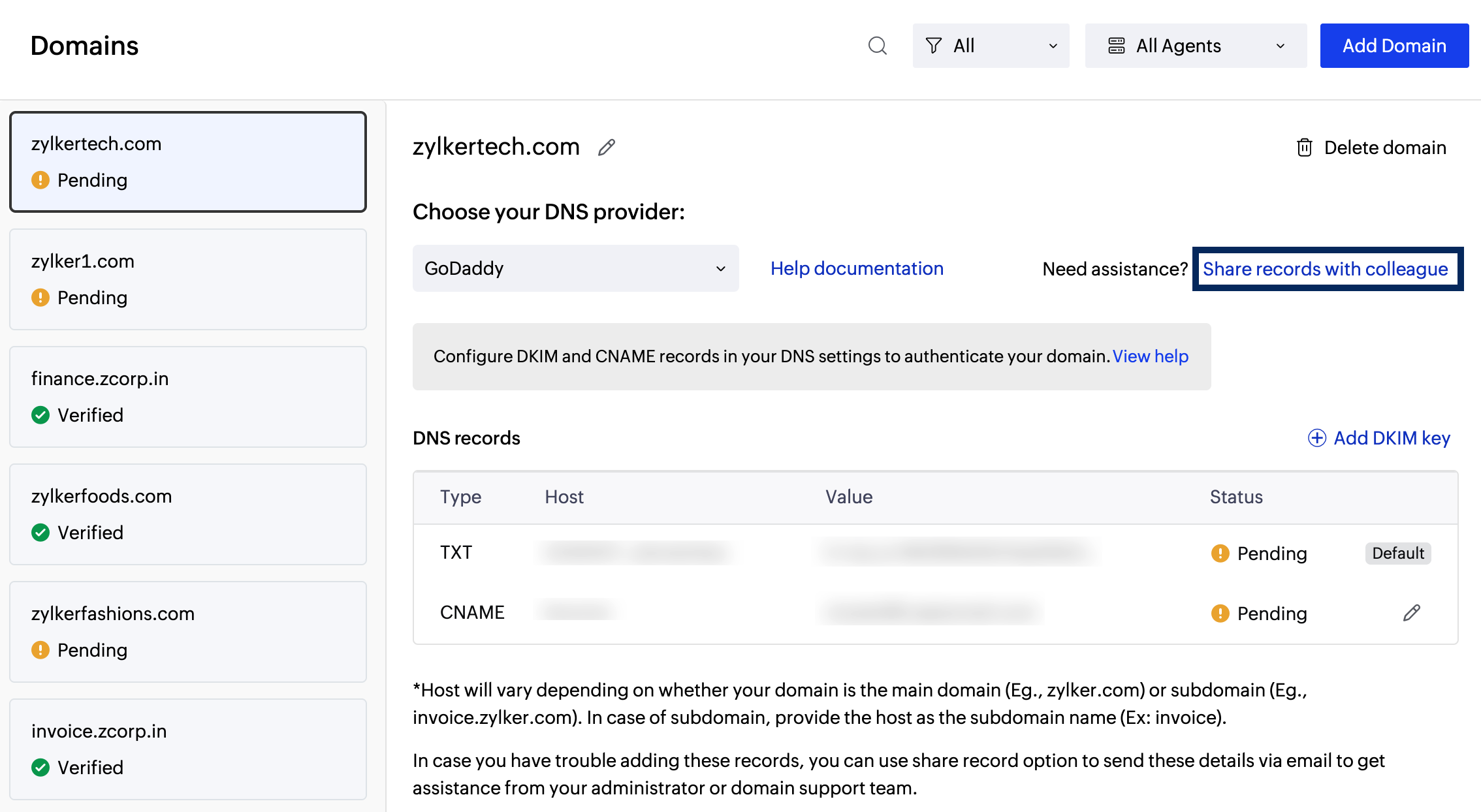 Share records with colleague