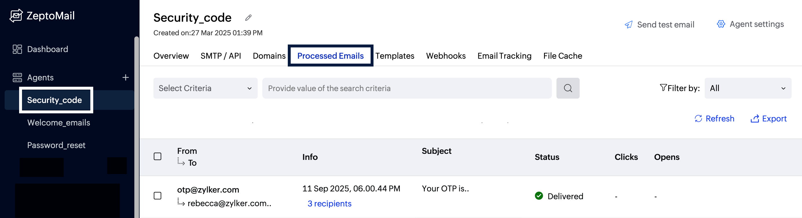 Navigate to processed emails