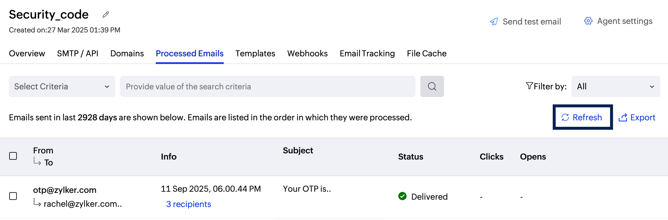 Processed emails refresh