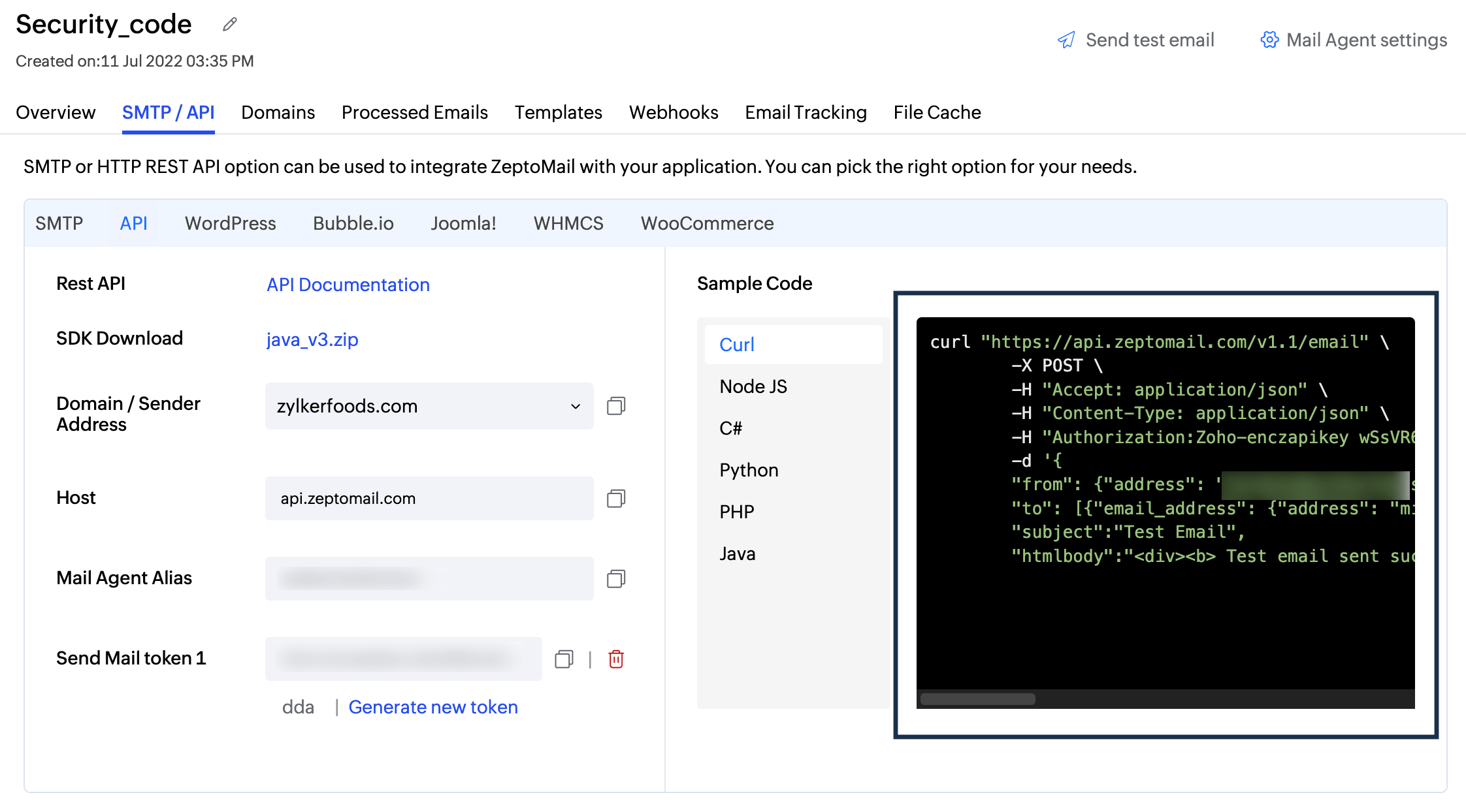 smaple code